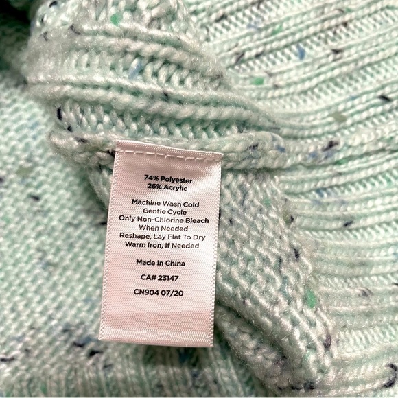 Talbots Mint Green Women's Mock Neck Cable-knit Tunic Sweater Size MP - Picture 9 of 10